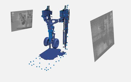 two systems precisely aligned with photogrammetry on either side of the landing gear