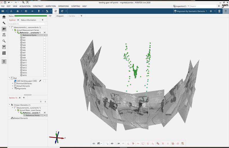 Using the ARAMIS software point cloud to build a relevant local coordinate system using features that are not visible in the reference image of a project.