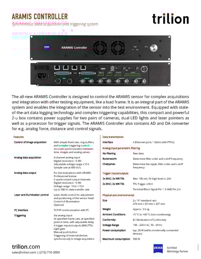 ARAMIS Controller Technical Data Sheet