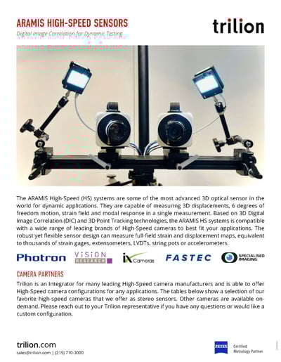 ARAMIS High-speed Technical Data Sheet