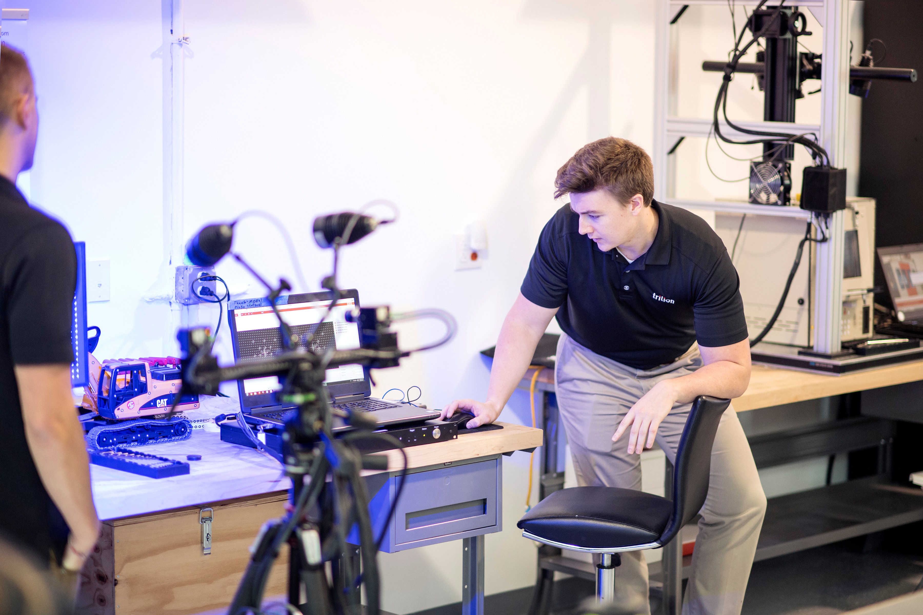 Application engineers calibrating a system
