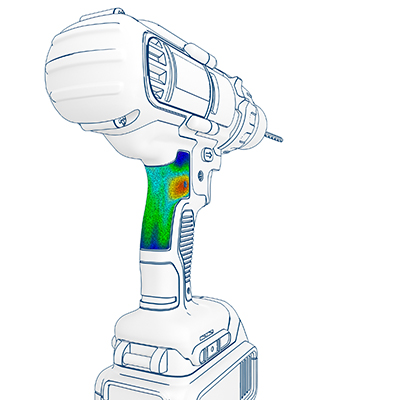 Drill handle showing an ARAMIS thermography test