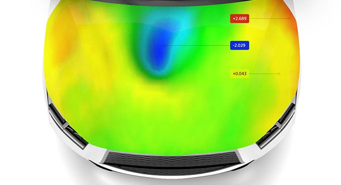 Operating deflection shape on car hood using Digital Image Correlation