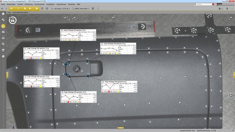 TRITOP professional positioning software on a piece of machinery