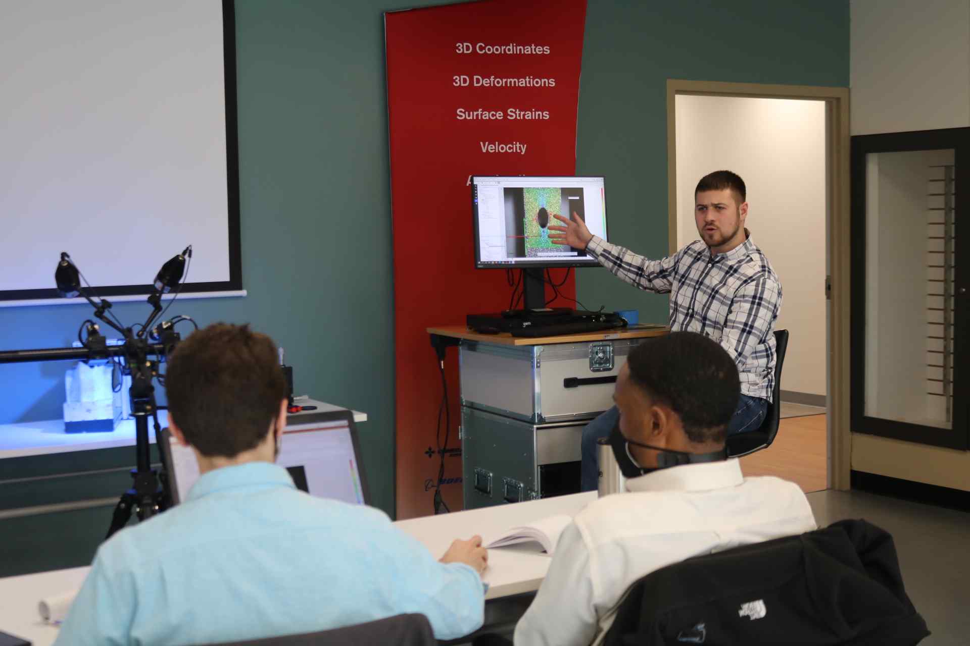 Experienced Trilion application engineer explains digital image correlation data on training day