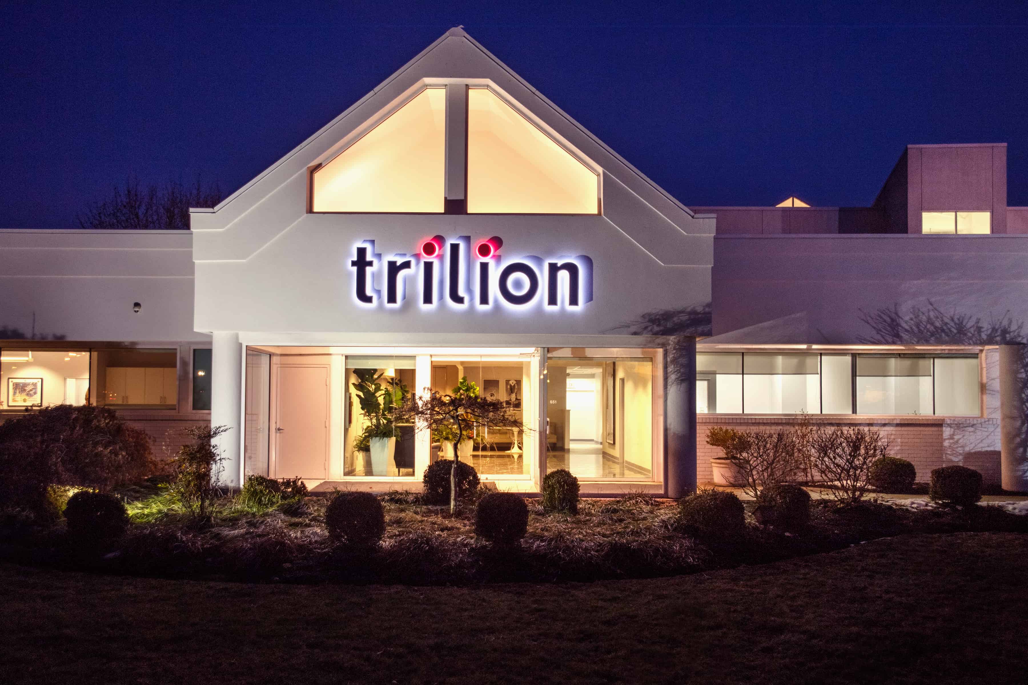 Trilion Quality Systems Headquarters at night