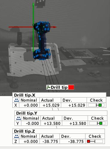 real-time tracking and positioning of a drill in six degrees of freedom