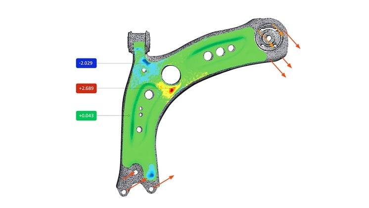 Gom Correlate software features full-field and point based evaluation on metal car part