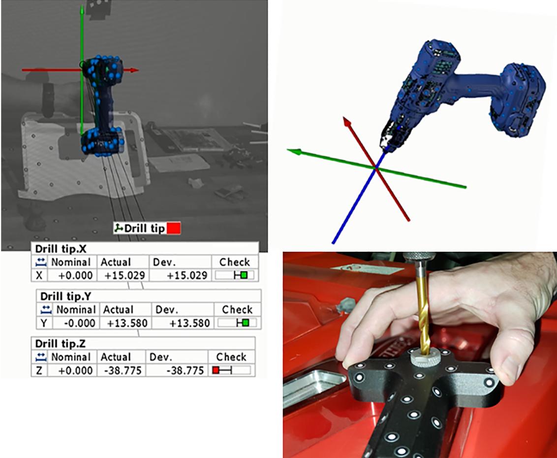 RVAT drill smart tool being tracked to its exact location and for displacement in six degrees of freedom